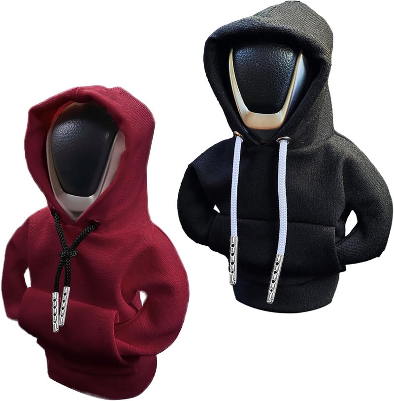 vvag Gear Shift Hoodie,Universal Shift Knob Hoodie, 4.7 Inch Car Shifter Stick Protector Decoration, Funny Hoodie Car Gear Shift Cover (Red + Black) - Image 1